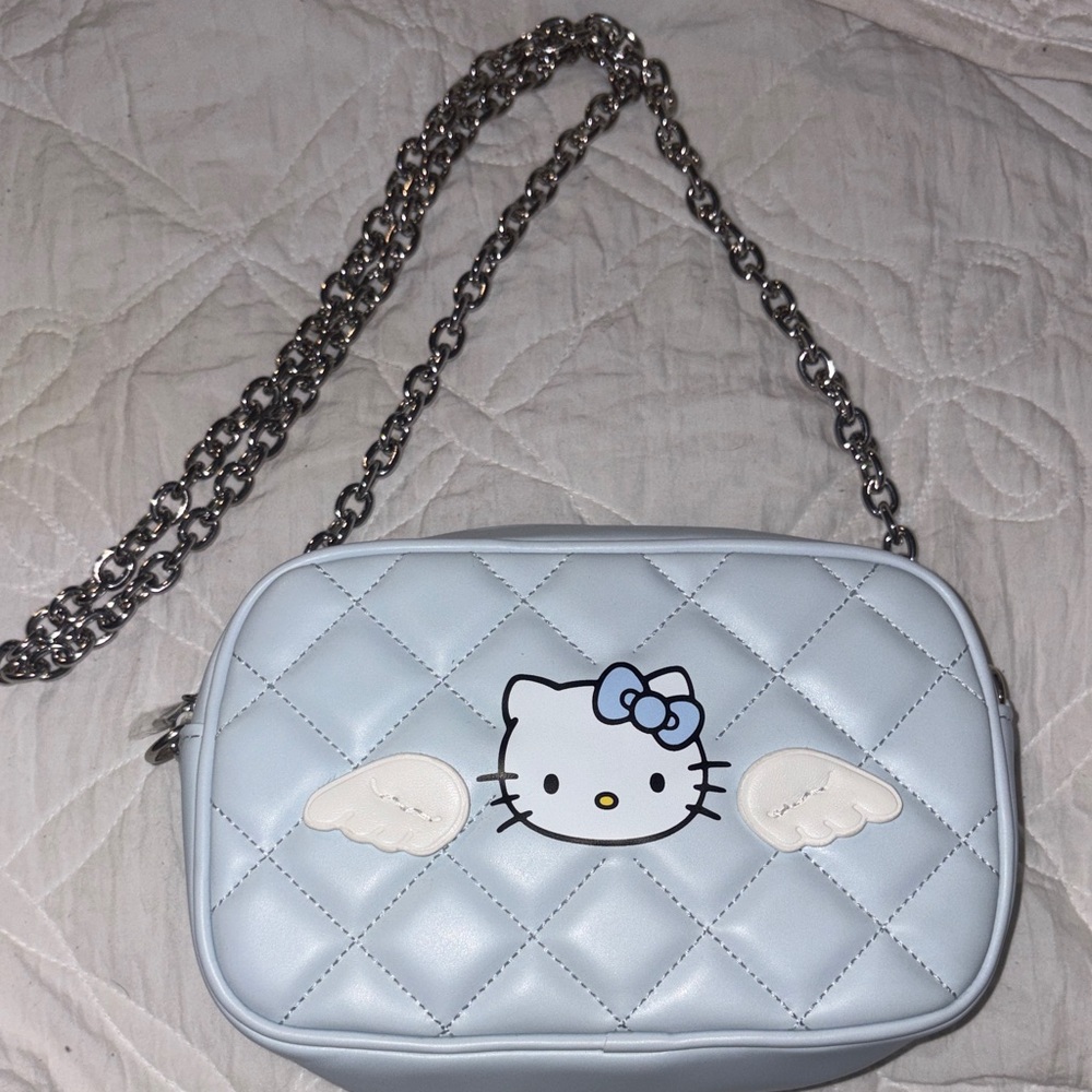 Hello Kitty Light Blue Quilted Crossbody Bag